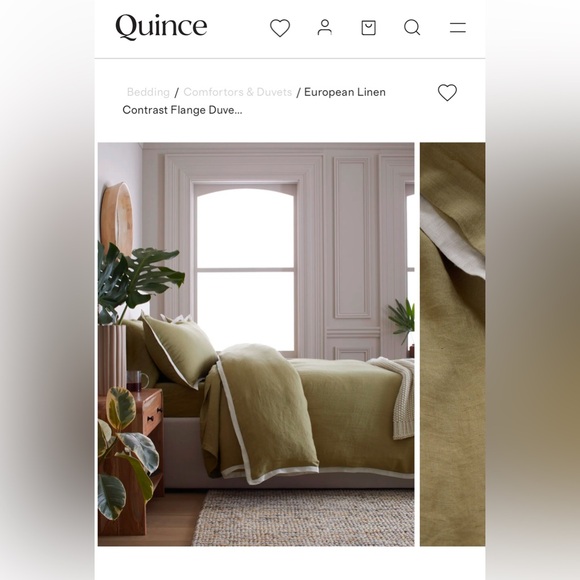 Quince European Linen Contrast Flange Duvet Cover - Picture 3 of 6